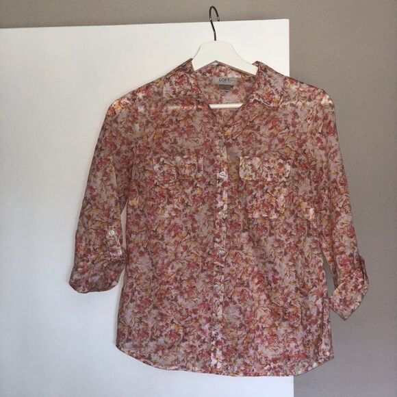 Ann Taylor Loft Floral Button Up Blouse - Picture 1 of 4